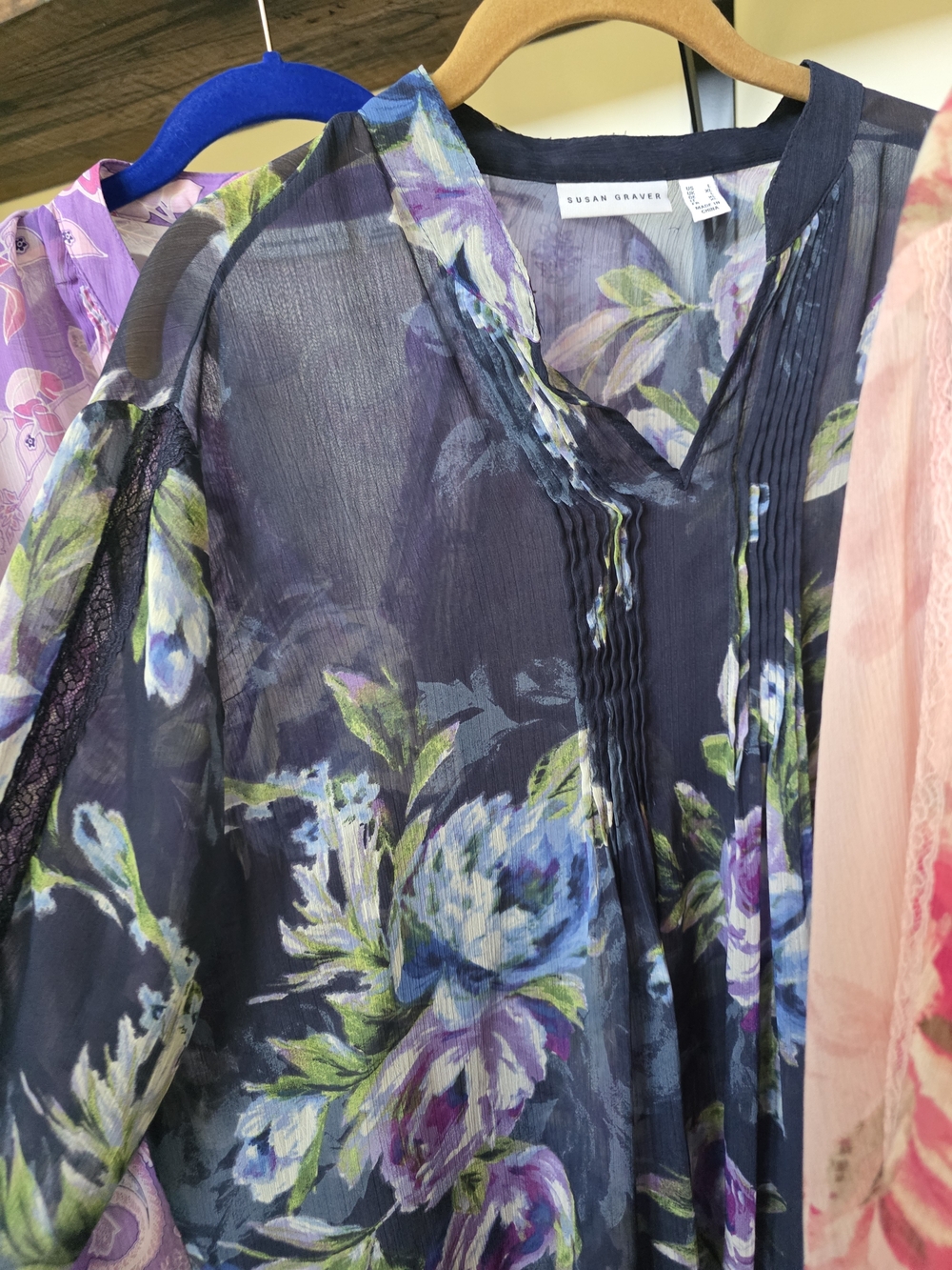 Belle by Kim Gravel Pink Floral Peasant Blouse - Picture 3 of 7